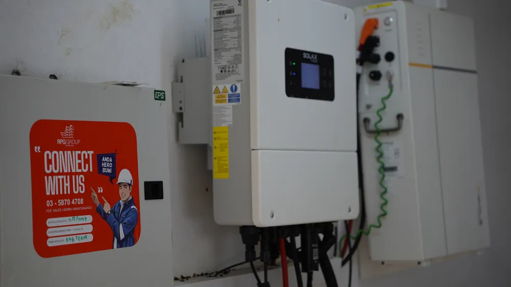 Solar inverter and pump control equipment installed inside the Pulau Teluk Renjuna pump house